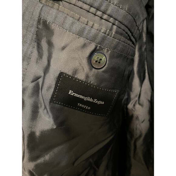 Ermenegildo Zegna Trofeo Mila Suit Jacket Blazer Wool 58L / 48L Gray Pinstripe - Picture 5 of 8